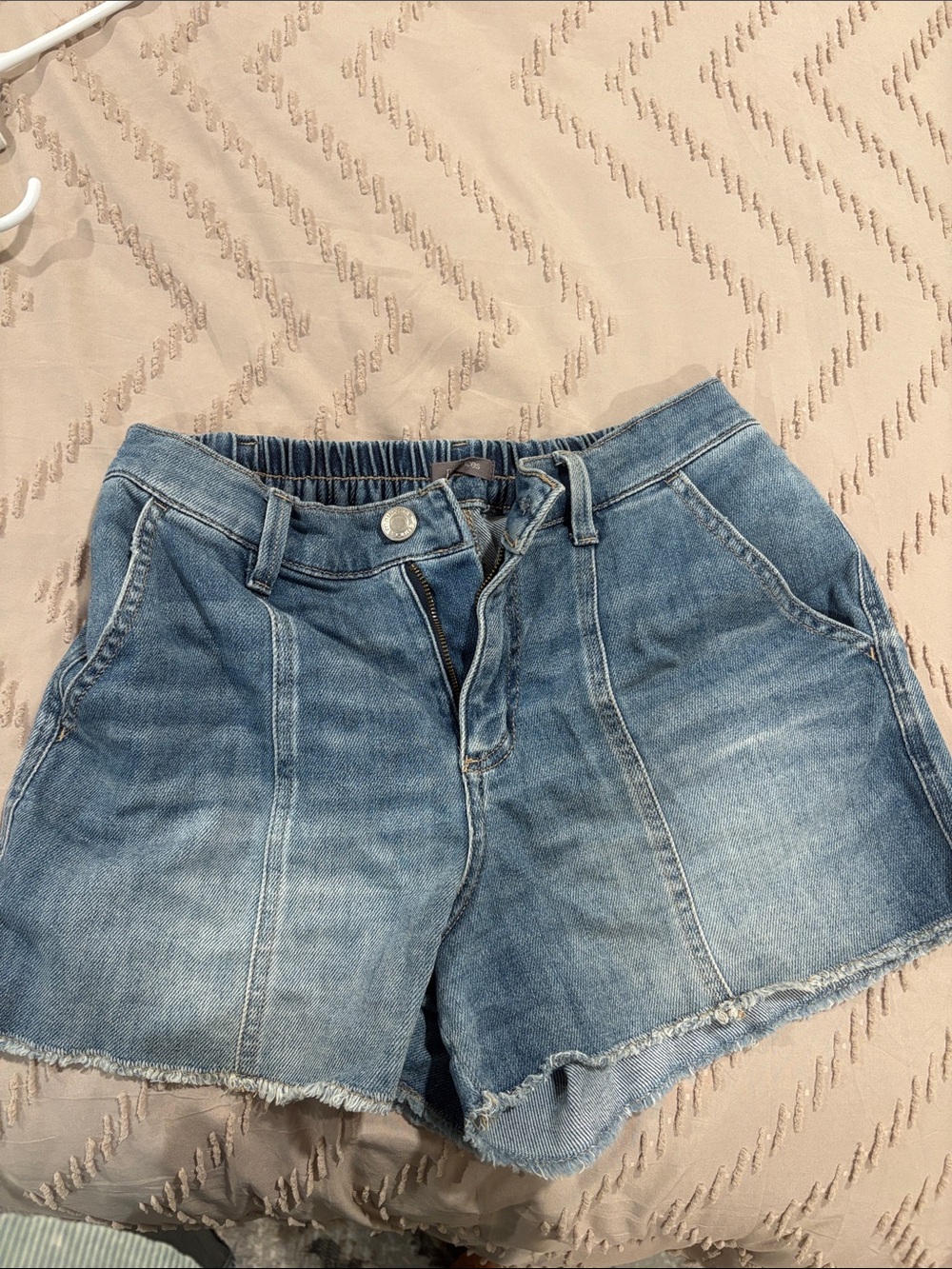 Maurices Light Blue Denim Shorts with Frayed Hem
